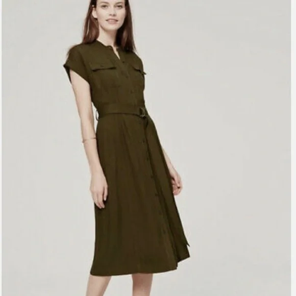 green emerald velvet dress Linen safari dress – LINENQ main image 0